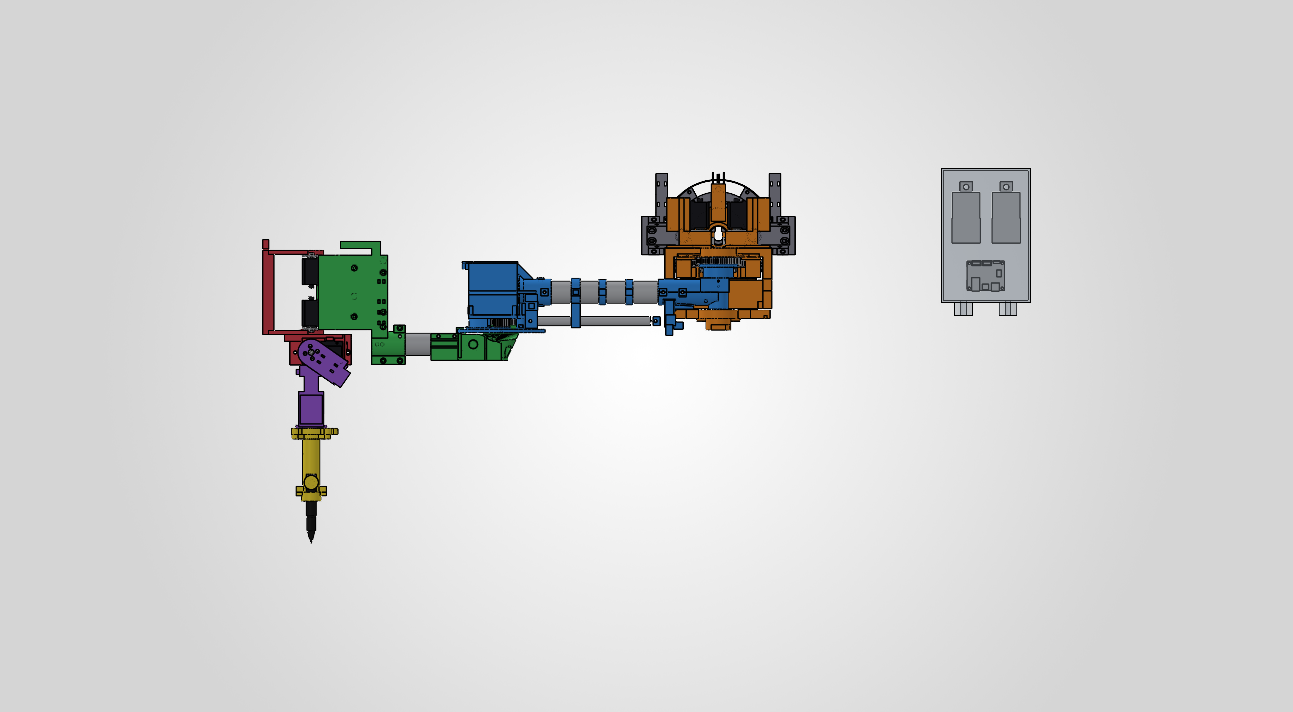 Top view of the deconstructed robot arm CAD assembly